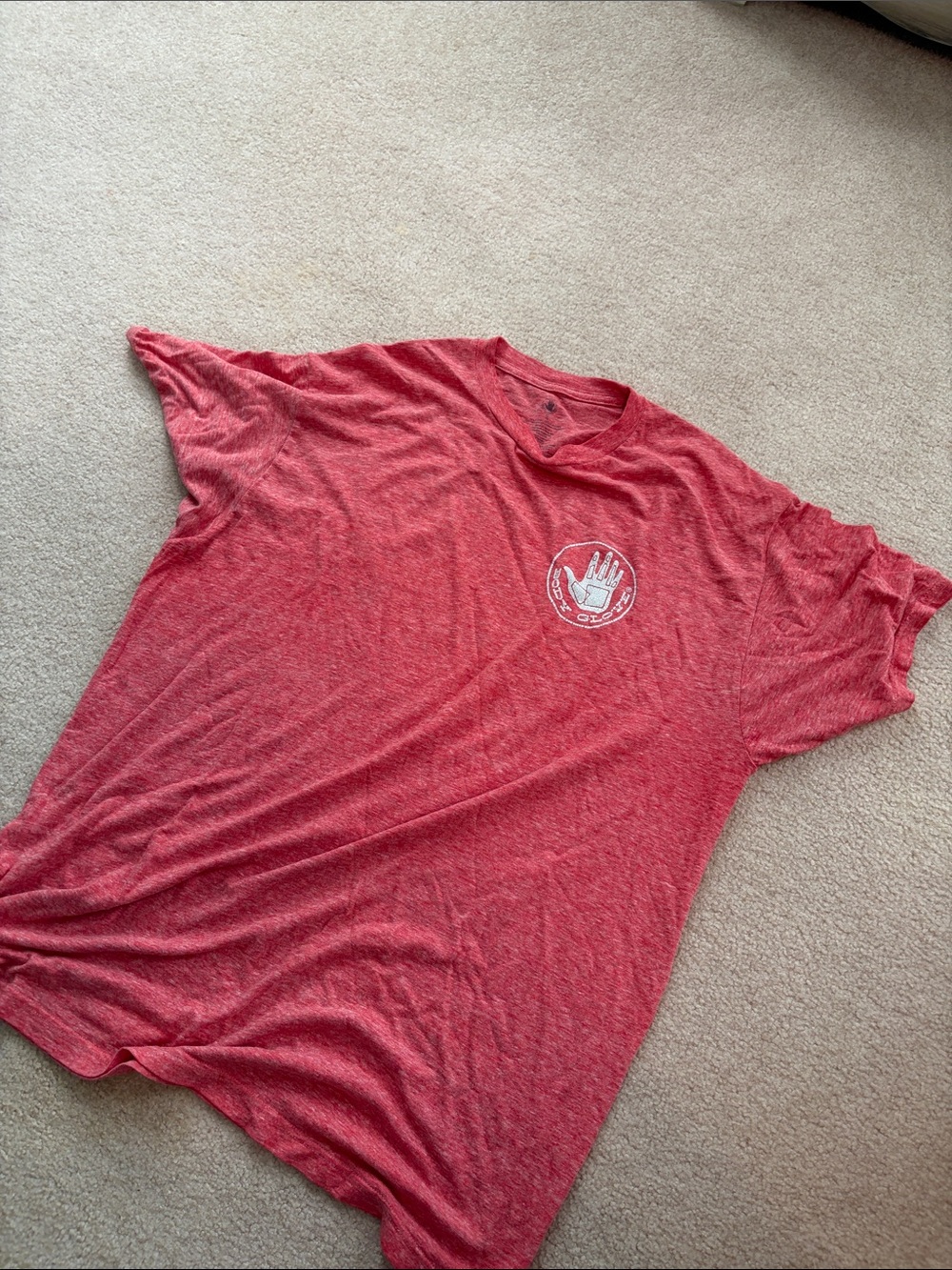 Body Glove Red Heather Short Sleeve Tee with White Hand Emblem